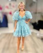 Elegant Skater Tulle V-neck Ruffle Homecoming Dresses
