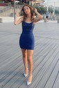 Glitter Bodycon Jersey Square Neck Beaded Homecoming Dresses
