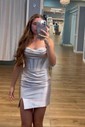 Corset Royal Blue Satin Tight Ruched Homecoming Dresses