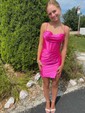 Corset Royal Blue Satin Tight Ruched Homecoming Dresses