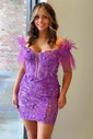 Sparkly Black Bodycon Sequin Feathers Homecoming Dresses
