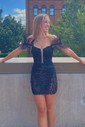 Sparkly Black Bodycon Sequin Feathers Homecoming Dresses