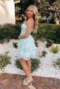 One Shoulder Corset Sequin Tiered Ruffle Homecoming Dresses