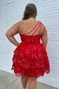 One Shoulder Corset Sequin Tiered Ruffle Homecoming Dresses