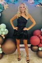 One Shoulder Corset Sequin Tiered Ruffle Homecoming Dresses