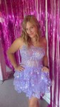 Corset Burgundy Off-The-Shoulder Tiered Homecoming Dresses