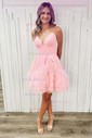 Puffy Skater Tulle Tiered Ruffle Homecoming Dresses