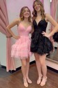 Puffy Skater Tulle Tiered Ruffle Homecoming Dresses