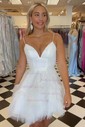 Puffy Skater Tulle Tiered Ruffle Homecoming Dresses