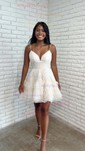 Puffy Skater Tulle Tiered Ruffle Homecoming Dresses