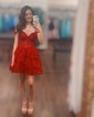 Corset Burgundy Off-The-Shoulder Tiered Homecoming Dresses