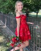 Corset Burgundy Off-The-Shoulder Tiered Homecoming Dresses