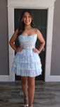 Corset Skater Glitter Tiered Homecoming Dresses