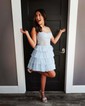 Corset Skater Glitter Tiered Homecoming Dresses