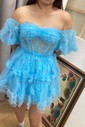 Corset Skater Tulle Ruffle Homecoming Dresses