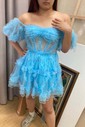 Corset Skater Tulle Ruffle Homecoming Dresses