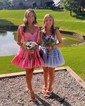 Pink Skater Taffeta Sweetheart Ruffle Homecoming Dresses
