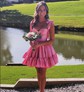 Pink Skater Taffeta Sweetheart Ruffle Homecoming Dresses