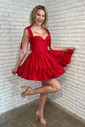 Pink Skater Taffeta Sweetheart Ruffle Homecoming Dresses