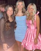 Pink Skater Taffeta Sweetheart Ruffle Homecoming Dresses
