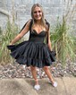 Pink Skater Taffeta Sweetheart Ruffle Homecoming Dresses