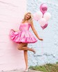 Pink Skater Taffeta Sweetheart Ruffle Homecoming Dresses