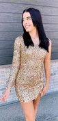 Sparkly Orange Bodycon Sequin One Shoulder Homecoming Dresses