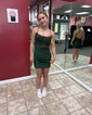 Petite Dark Green Tight Jersey Square Neck Homecoming Dresses