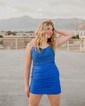 Petite Dark Green Tight Jersey Square Neck Homecoming Dresses