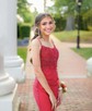 Petite Dark Green Tight Jersey Square Neck Homecoming Dresses