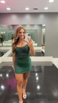 Petite Dark Green Tight Jersey Square Neck Homecoming Dresses