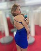 Petite Dark Green Tight Jersey Square Neck Homecoming Dresses