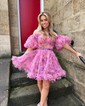 Unique Skater Tulle Ruffle Homecoming Dresses