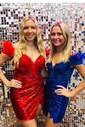 Corset Black Sequin Off-the-shoulder Feathers Homecoming Dresses