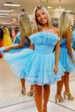 Unique Skater Chiffon Ruffle Ruched Homecoming Dresses