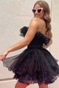 Unique Skater Chiffon Ruffle Ruched Homecoming Dresses