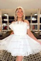 Unique Skater Chiffon Ruffle Ruched Homecoming Dresses