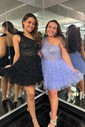 Corset Lavender Skater One Shoulder Tiered Homecoming Dresses
