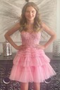 Corset Skater Glitter Tiered Homecoming Dresses