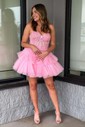 Corset Skater Glitter Tiered Homecoming Dresses
