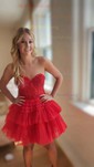Corset Skater Glitter Tiered Homecoming Dresses