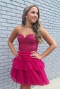 Corset Skater Glitter Tiered Homecoming Dresses