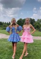 Corset Skater Glitter Tiered Homecoming Dresses