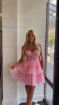 Corset Skater Glitter Tiered Homecoming Dresses