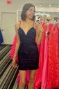 Glitter Bodycon Jersey Beaded Homecoming Dresses