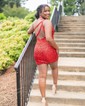 Sparkly Bodycon Sequin Cut Out One Shoulder Homecoming Dresses