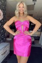 Lilac Cutout Sweetheart Satin Ruched Bodycon Homecoming Dresses
