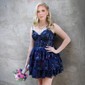 Corset Sky Blue Skater Glitter Tulle Tiered Homecoming Dresses