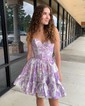 Corset Sky Blue Satin Skater Ruffle Homecoming Dresses