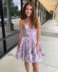 Corset Sky Blue Satin Skater Ruffle Homecoming Dresses